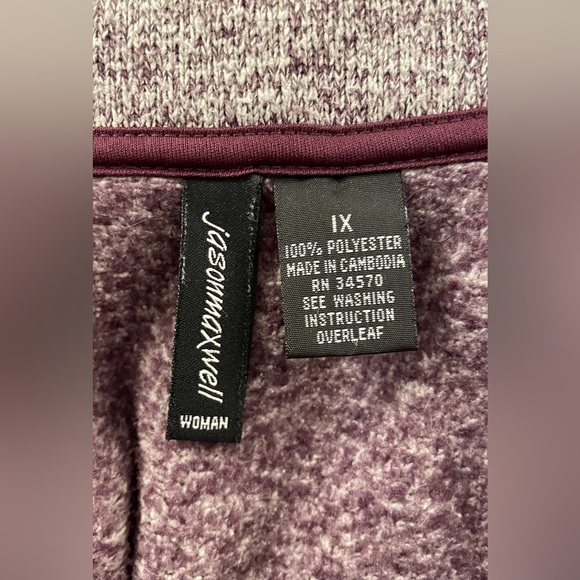 Jason Maxwell Full Zip Fleece Jacket with Pockets Purple Size 1X - Picture 8 of 16